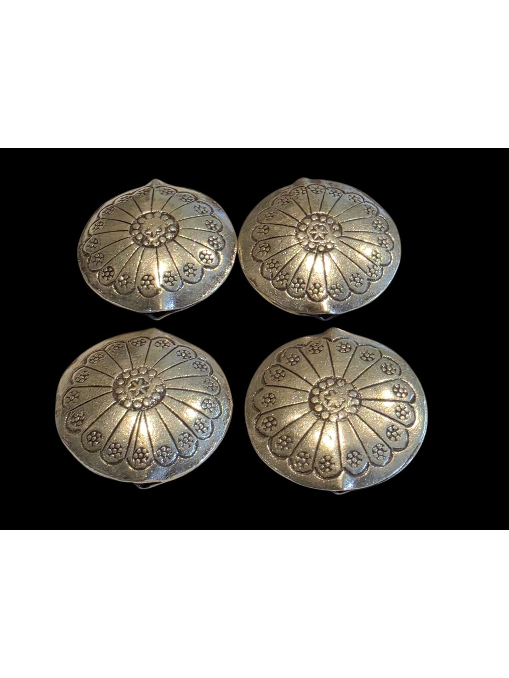 Vtg Double Sided Navajo Sterling Silver Concho Beads Set 4 Stamped Saucer 24.6g